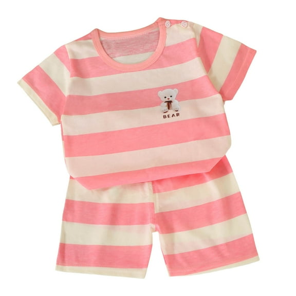 UAYOTSE Boys Comfortable And Breathable Short Sleeved Twopiece Set With Cute Cartoon Pattern(6-9 Months,Pink)