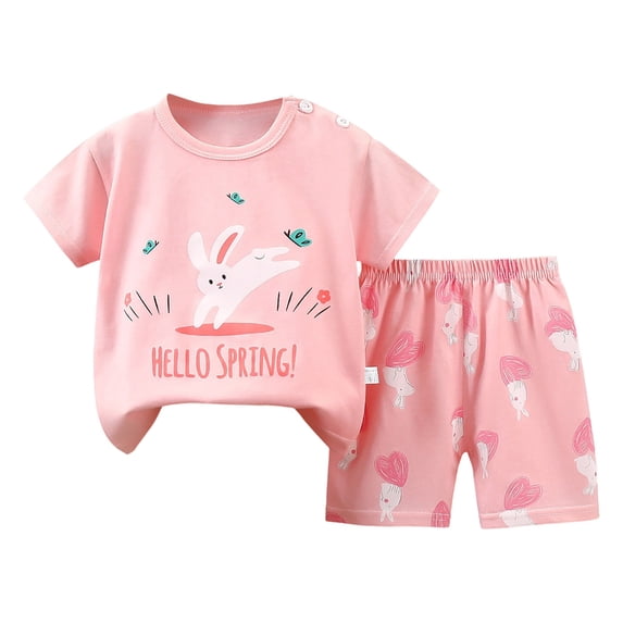 UAYOTSE Boys Comfortable Short Sleeved Two Pieces Set with Cute Cartoon Print,Sizes 7-8 Years