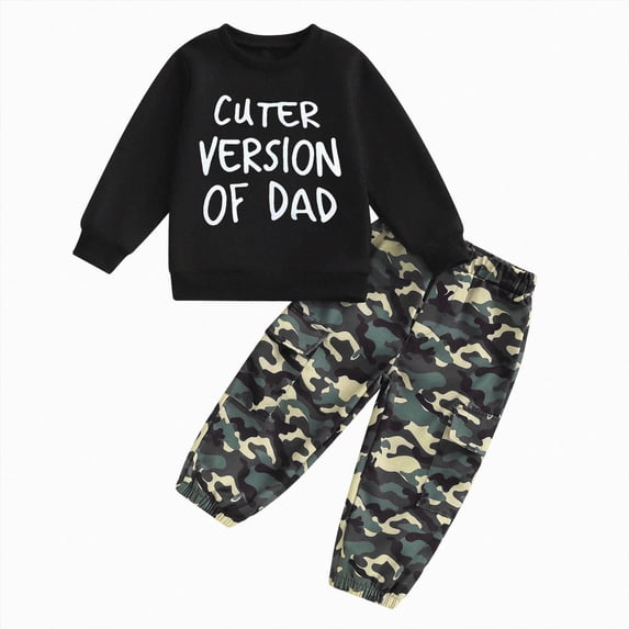UAYOTSE Boys Fall Winter Crewneck Letter Print Long Sleeve Sweatshirt and Pants 2-Piece Set Size 2-3 Years