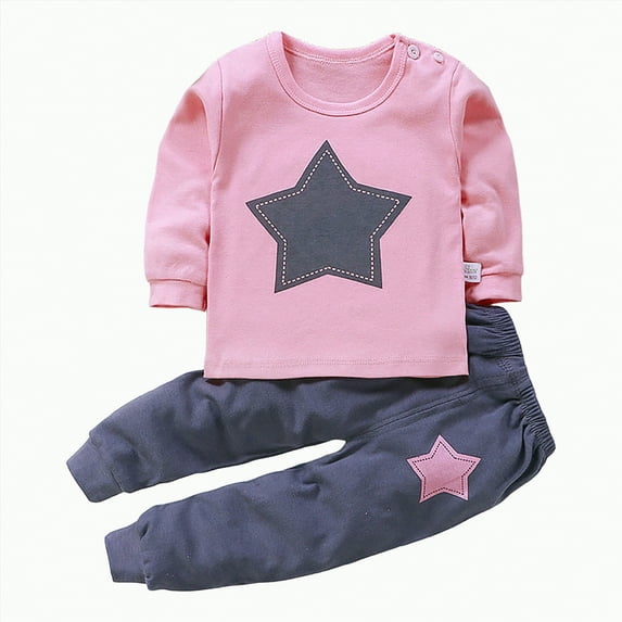 UAYOTSE Boys Girls 2 Pcs Sweat Suit Outfits Toddler Kids Long Sleeve Pullover Hoodie + Elastic Waist Sweatpants Set(1-2 Years,B502-Pink)