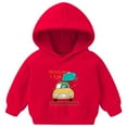 thumbnail image 1 of UAYOTSE Boys and Girls Hooded Sweatshirts Plus Fleece Childrens Clothing Cartoon Prints Long Sleeved Tops for Small and Medium Sized Children(18-24 Months,P205-Red), 1 of 7