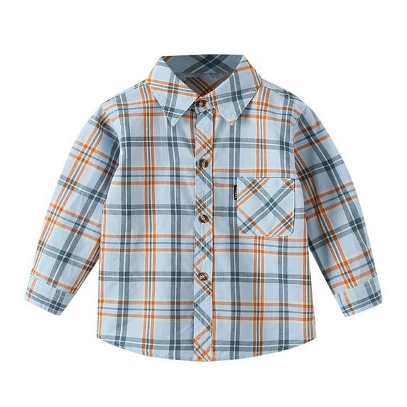 UAYOTSE Boys Girls Long Sleeve Oxford Dress Shirts Casual Button Shirts Striped Tops,Dark Blue 10-12 Years