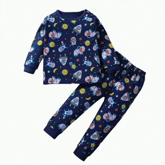 UAYOTSE Boys Girls Pjs Set Two Piece Fleece Pajamas kids Fall Winter Long Sleeve pajamas Loungewear,Sizes 18-24 Months