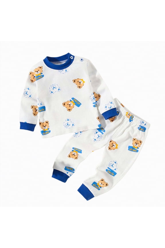 Boys Girls Pjs Set Two Piece Fleece Pajamas kids Fall Winter Long Sleeve pajamas Loungewear,Sizes 3-6 Months