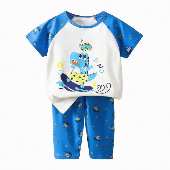UAYOTSE Boys Girls Spring Summer Pajama Set Kids 6 9 12 18 24 Months short Sleeve Sleepwear with Pockets,Sizes 18-24 Months