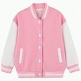 thumbnail image 1 of UAYOTSE Boys Girls Varsity Letter Print Jacket Casual Baseball Outwear Kids Basic Sweatshirts Lightweight Athletic Coat(11-12 Years,S51-Pink), 1 of 7