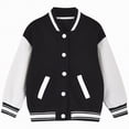 thumbnail image 1 of UAYOTSE Boys Girls Varsity Letter Print Jacket Casual Baseball Outwear Kids Basic Sweatshirts Lightweight Athletic Coat(15-16 Years,S49-Black), 1 of 7