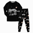 thumbnail image 1 of UAYOTSE Boys Long Sleeve Pajama Set Dinosaur Space Rocket Pattern 2‑Piece Cozy Kid Nightwear Sleepers Size 8-9 Years, 1 of 8