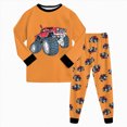 thumbnail image 1 of UAYOTSE Boys Long Sleeve Pajama Set Motorcycle Monster Truck Graphic 2‑Piece Boys Sleep Set Size 4-5 Years, 1 of 9