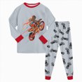thumbnail image 1 of UAYOTSE Boys Long Sleeve Pajama Set Motorcycle Monster Truck Graphic 2‑Piece Boys Sleep Set Size 5-6 Years, 1 of 9