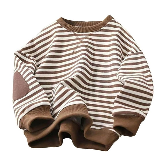 UAYOTSE Boys Long Sleeve T-Shirts Casual Cotton Shirts Graphic Active Crewneck Tee Shirts for Toddler Kids Boys(S116-Brown,7-8 Years)