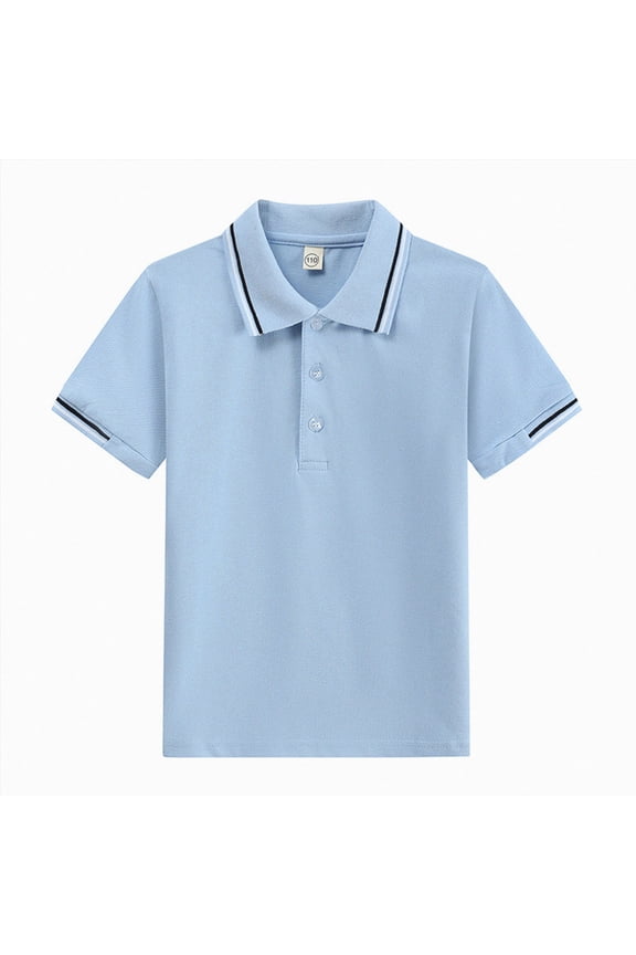 Boys Outdoor Color Trim Polo Top Short Sleeve Light Skin Friendly Fabric Children Sports T-Shirt,Sizes 4-5 Years