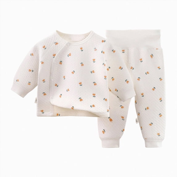 UAYOTSE Boys Outdoor and Indoor Long Sleeve 2-Piece Outfit, Printed Top and Pants Fall Winter Pajama Set Size 12-18 Months