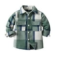 thumbnail image 1 of UAYOTSE Boys Plaid Button up Shirt Toddler Long Sleeve Collared Shirts Jacket Kids Fall Clothes(5-6 Years,T29-Green), 1 of 9