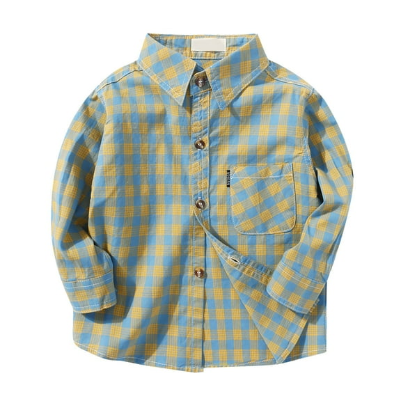 UAYOTSE Boys Plaid Button up Shirts Long Sleeve Roll Up Cotton Spring Fall Shirt Casual Tops(12-14 Years,T90-Mint Green)