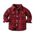 thumbnail image 1 of UAYOTSE Boys Plaid Flannel Shirts Long Sleeve Casual Button Down Shirts Collared Fall Clothes(4-5 Years,T127-Red), 1 of 4