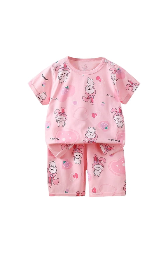 Boys Short Sleeved Shorts Suit Comfortable Breathable Fashion Casual Cartoon Children Short Sleeved Suit spongebob summer clothes toddler 2t size(7-8 Years,Pink)