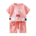 thumbnail image 1 of UAYOTSE Boys Short Sleeved Shorts Suit Comfortable Breathable Fashion Casual Cartoon Children Short Sleeved Suit spring clothing for 2t girls(12-18 Months,Light Pink), 1 of 3
