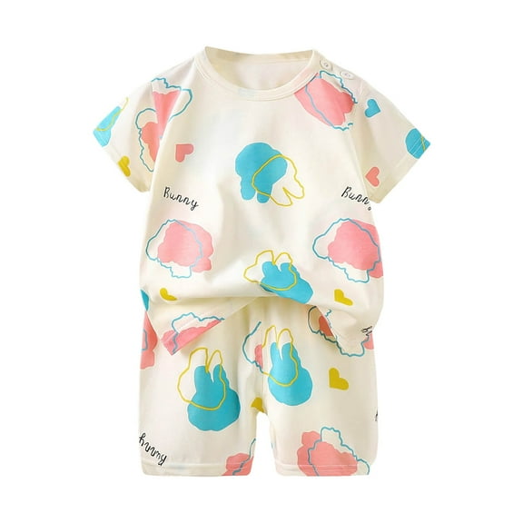 UAYOTSE Boys Short Sleeved Shorts Suit Comfortable Breathable Fashion Casual Cartoon Children Short Sleeved Suit toddler girl spring clothes wonder nation(5-6 Years,Beige)