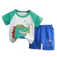 thumbnail image 1 of UAYOTSE Boys' Summer Clothing Sets Short Sleeve Tops with Contrast Trim and Casual Shorts,5-6 Years Light Green, 1 of 4