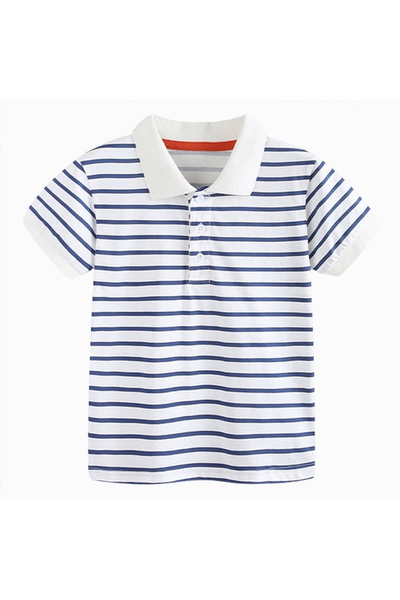Boys Summer Light Basic Polo Tee Two Tone Edge Collar Soft Children Daily Casual Top,Sizes 2-3 Years