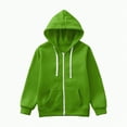 thumbnail image 1 of UAYOTSE Boys Sweatshirts Comfortable Warm Solid Color Zipper Hooded Girls Sweatshirts(Green#5,6-7 Years), 1 of 6