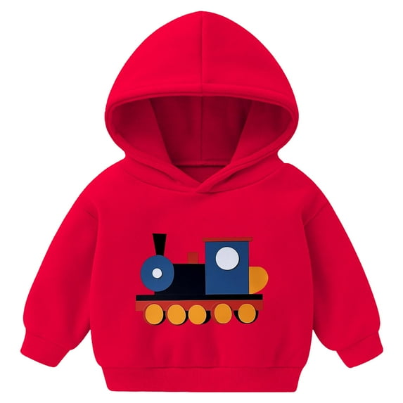 UAYOTSE Boys and Girls Hooded Sweatshirts Small and Medium Sized Childrens Fleece Pullover Casual Jackets and Tops(5-6 Years,P76-Red)