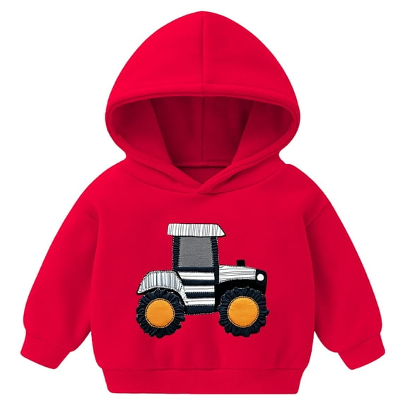 UAYOTSE Boys and Girls Hooded Sweatshirts Small and Medium Sized Childrens Fleece Pullover Casual Jackets and Tops(5-6 Years,P81-Red)
