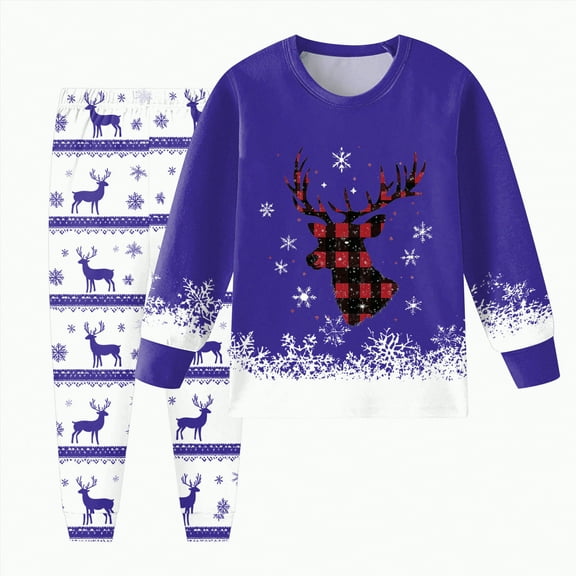 UAYOTSE Boys and Girls Long Sleeve Trousers Set Comfortable Soft Fashionable Christmas Print Children Pajamas Set,Sizes 2-3 Years
