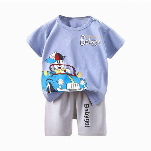 UAYOTSE Breathable Comfortable Fabric Cartoon Boys Short Sleeve Shorts Suit Fashion Casual Kids Summer Outfit Size 7-8 Years