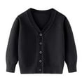 thumbnail image 1 of UAYOTSE Cardigan Sweater Girls Crewneck Cardigan Long Sleeve Children Button Cotton Sweater Uniform Sweaters for Little Girls(7-8 Years,I220-Black), 1 of 4
