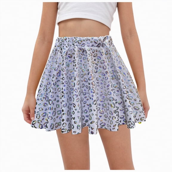 UAYOTSE Carnival Party Girls Fashionable Shiny Dance Skirt Performance Short Skirt,Sizes 5-6 Years