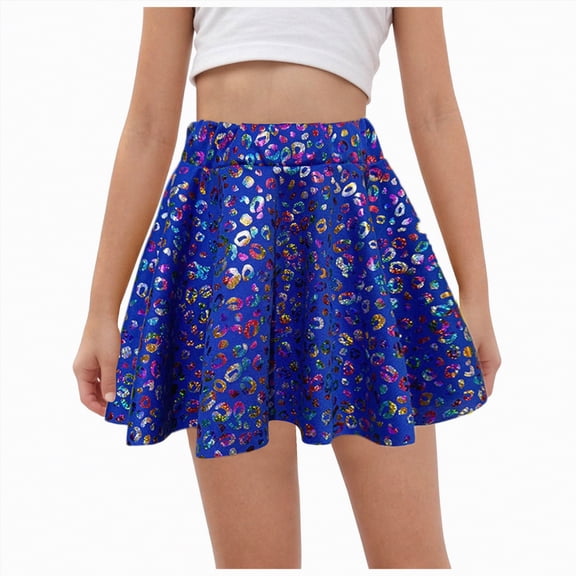 UAYOTSE Carnival Party Girls Fashionable Shiny Dance Skirt Performance Short Skirt,Sizes 5-6 Years