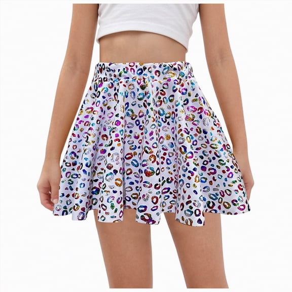 UAYOTSE Carnival Party Girls Fashionable Shiny Dance Skirt Performance Short Skirt,Sizes 5-6 Years