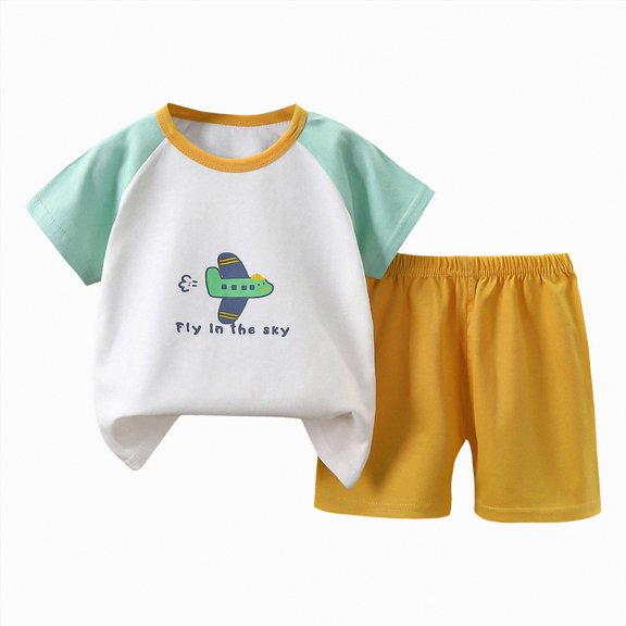 UAYOTSE Children Vest Suit Boy Shorts Summer Baby Fashion Cartoon Print Children Clothing,Sizes 12-18 Months