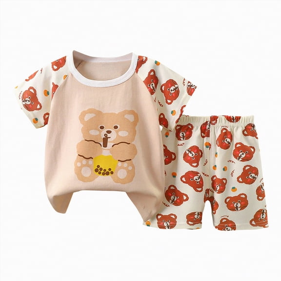 UAYOTSE Children Vest Suit Boy Shorts Summer Baby Fashion Cartoon Print Children Clothing,Sizes 18-24 Months