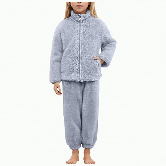 UAYOTSE Children and Girls Long Sleeved and Trouser Sets Comfortable Soft Stylish Casual and Warm with Fleece,Sizes 5-6 Years