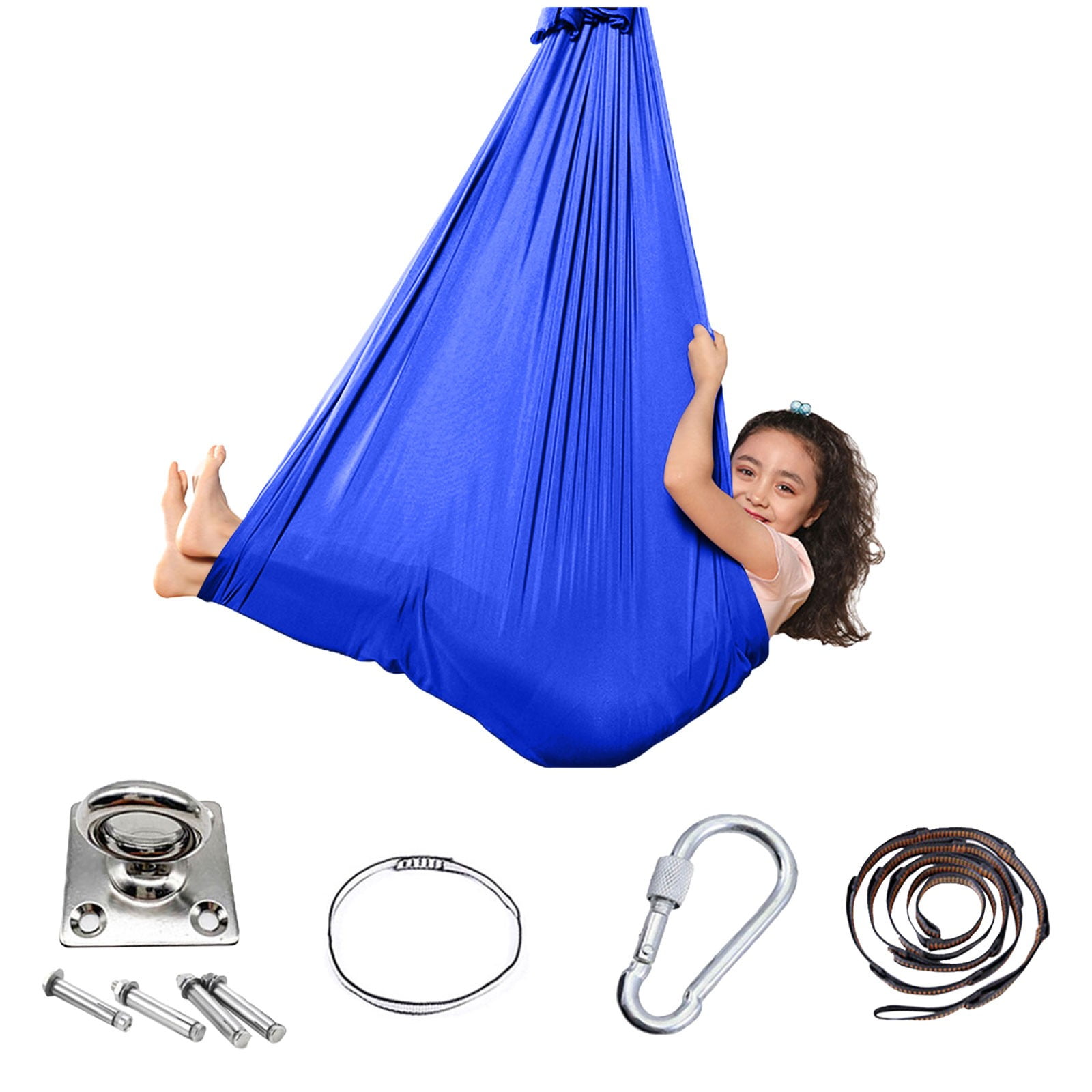 UAYOTSE Indoor Swing Hammock Set Sensory Training and Relaxation Swing Chair for Children, Elastic Hammock for Sensory Rich Experiences, Blue