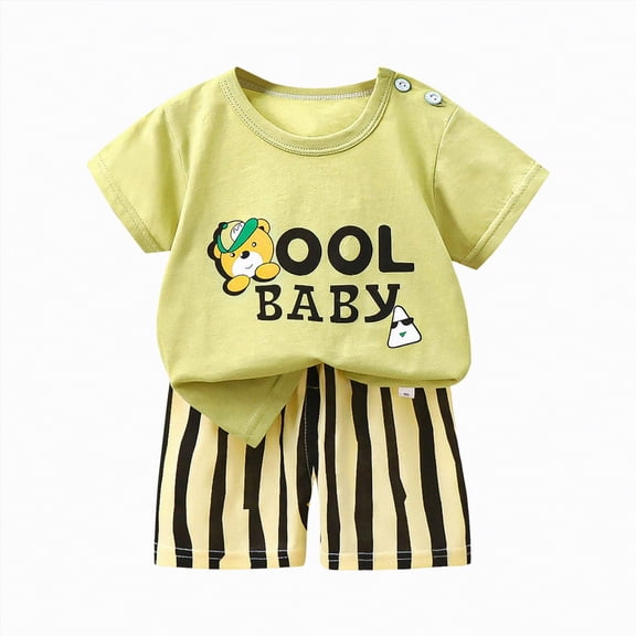 UAYOTSE Children's Short Sleeved Suit Summer Pure Cotton Boy Clothes Thin New Girl T Shirt Summer Clothes Baby Children's Clothes,Sizes 12-18 Months