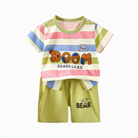 UAYOTSE Children's Short Sleeved Suit Summer Pure Cotton Boy Clothes Thin New Girl T Shirt Summer Clothes Baby Children's Clothes,Sizes 12-18 Months