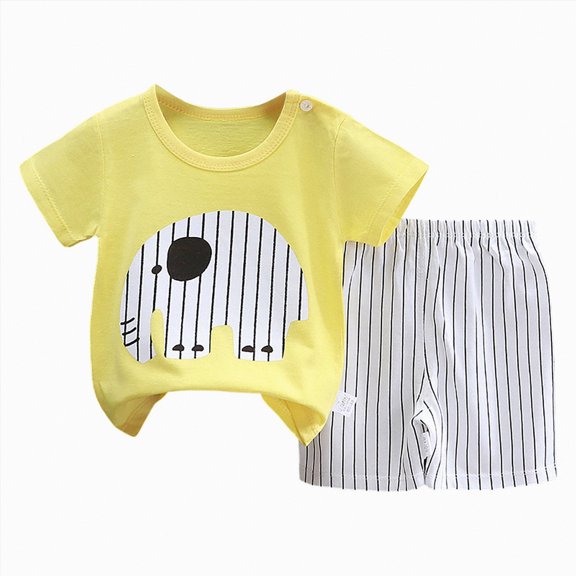 UAYOTSE Children's Short Sleeved Suit Summer Pure Cotton Boy's Clothes Thin Girl's T Shirt Summer Clothes Baby Children's Clothes,Sizes 5-6 Years