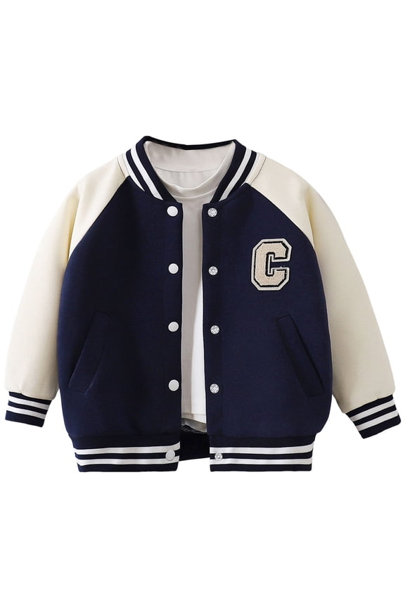 Childrens Baseball Jackets for Boys and Girls Casual Sports Jackets for Boys and Girls(P105-Dark Blue,2-3 Years)