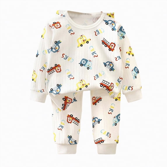 UAYOTSE Childrens Comfortable and Breathable Long Sleeved Home Clothes Cute Cartoon Pattern Pajama Set,Sizes 1-2 Years