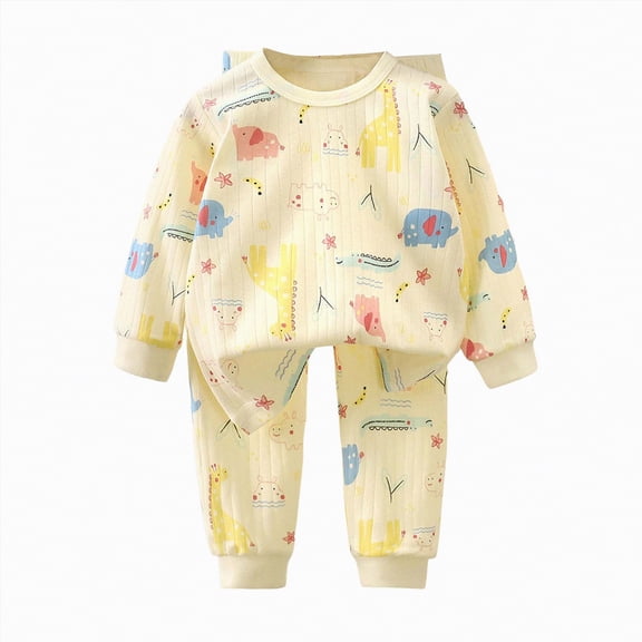 UAYOTSE Childrens Comfortable and Breathable Long Sleeved Home Clothes Cute Cartoon Pattern Pajama Set,Sizes 8-9 Years