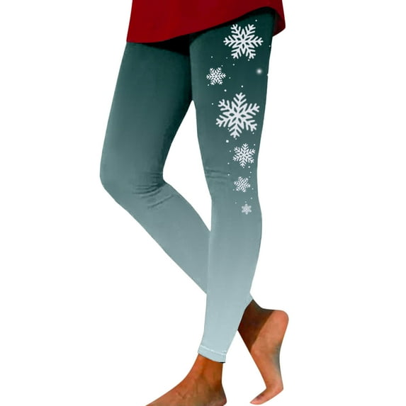 UAYOTSE Christmas Leggings for Women Printed Stretchy High Waist Workout Pants Casual Slim Fall Winter Tights,XXL Green
