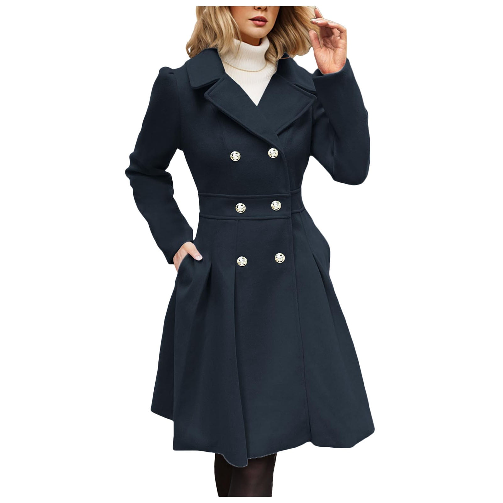 UAYOTSE Coat for Womens Lapel Single Slim Jacket Overcoat Vintage