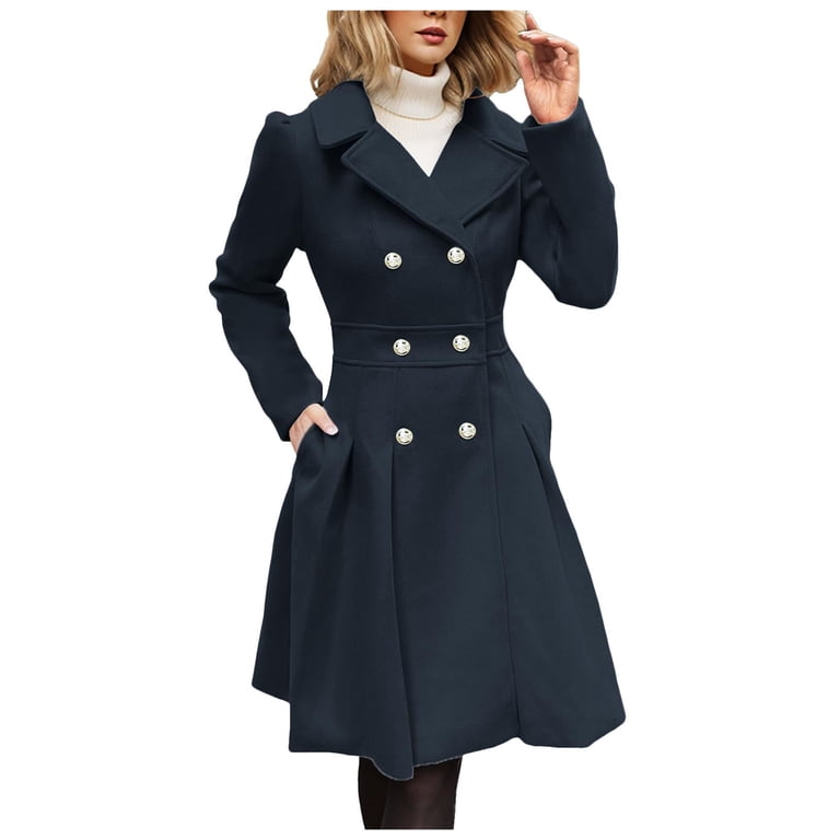 UAYOTSE Coat for Womens Lapel Single Slim Jacket Overcoat Vintage