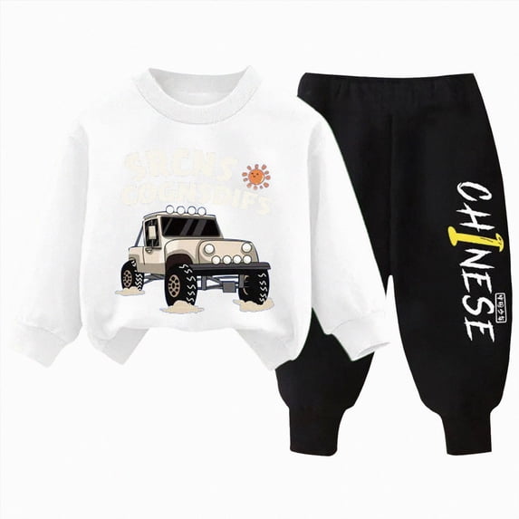 UAYOTSE Fall Toddler Baby Boy Clothes Winter Outfits Long Sleeve Sweatshirt Long Pants Little Boy Cothing Set,Sizes 4-5 Years