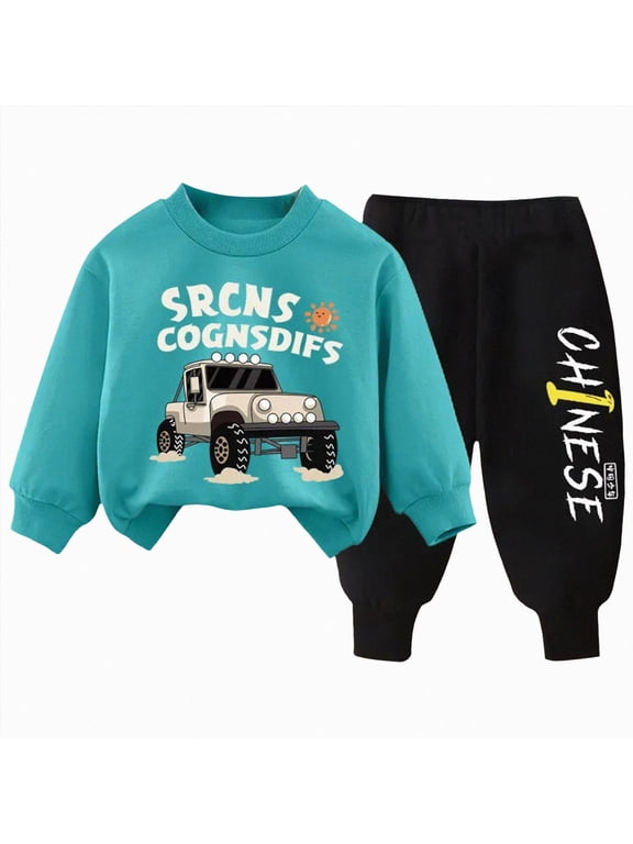 Fall Toddler Baby Boy Clothes Winter Outfits Long Sleeve Sweatshirt Long Pants Little Boy Cothing Set,Sizes 4-5 Years