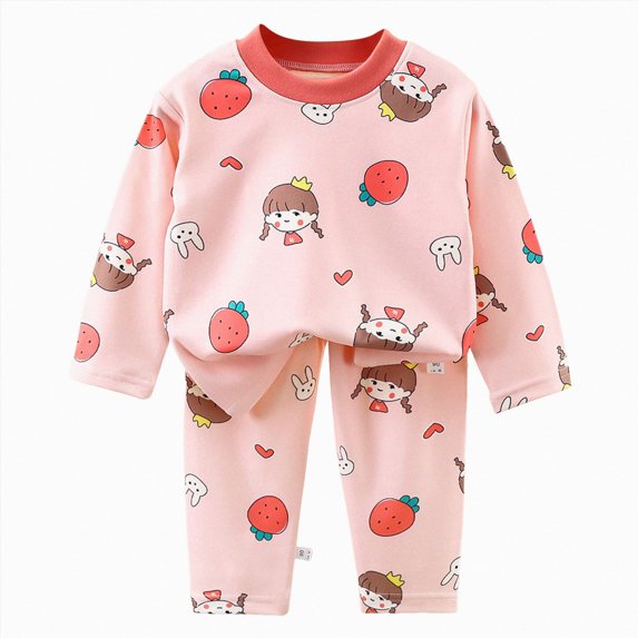 UAYOTSE Fall Winter Long Sleeve Printed Pajama Set for Toddler Boy Girl Unisex 2T‑5T Top and Bottom Casual Bedtime Loungewear